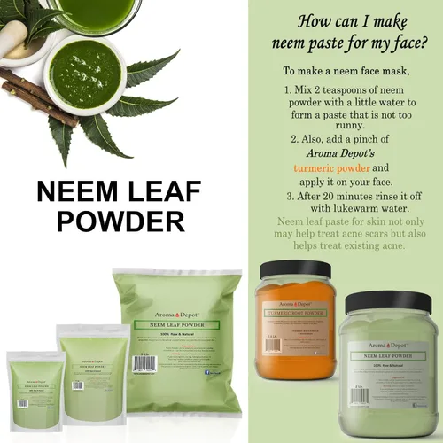 Vista 6 de Polvo de hoja de neem de 1 libra/16 onzas, sin conservantes, 100% puro y natural, vegano, sin OMG y sin gluten, ideal para mejorar la inmunidad