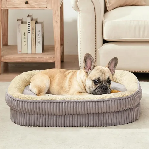 Vista 16 de Cama ortopédica para perros para cachorros, razas de perros extra pequeños, cama ovalada para gatos, sofá cama para perros de espuma de celda