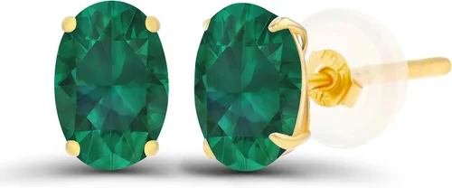 Vista 14 de Aretes ovalados de plata de ley 925 maciza chapados en oro de 0.236 x 0.157 pulgadas con piedra natal genuina para mujer Aretes de tuerca Amatista