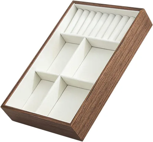 Vista 9 de Holibanna 3pcs Walnut Jewelry Tray trinket tray decorative tray jewelry organizer tray jewelry organization lidded trinket case jewelry display tray