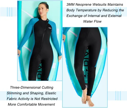 Vista 2 de Skyone Trajes de neopreno para hombres y mujeres, traje de neopreno de 0.118 pulgadas (0.118 in), traje húmedo de cuerpo completo en agua fría