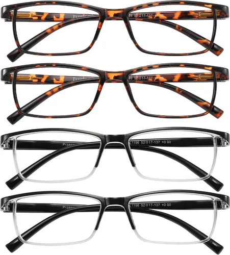 Vista 10 de Przene Gafas de lectura para hombres y mujeres, con bloqueo de luz azul, bisagras de resorte, paquete de estilo ligero