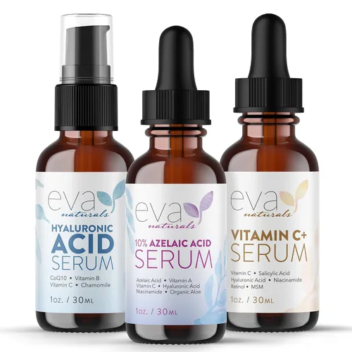 Vista 9 de Eva Naturals Suero para el cuidado de la piel de ácido azelaico para la cara, tratamiento facial con fórmula de niacinamida y ácido hialurónico