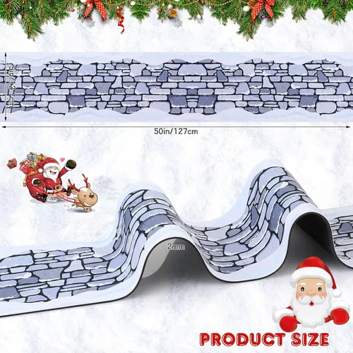 Vista 3 de Kosiz Village Street Mat de 5 x 50 pulgadas, accesorios de pueblo de Navidad, decoración de carretera en miniatura para exteriores, interiores