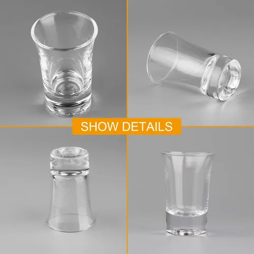 Vista 10 de Juego de 40 vasos de chupito a granel, vasos de chupito de whisky de 1.5 onzas con base pesada, vasos de chupito de vidrio transparente para whisky