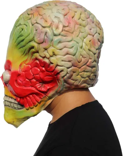 Vista 3 de ifkoo - Máscara para el cerebro alienígena de látex de cabeza completa para disfraz de Halloween