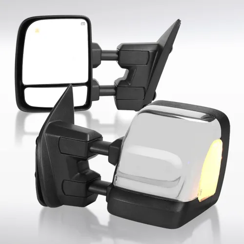 Vista 6 de AUTOZENSATION Compatible con Nissan Titan 2016-2022, par izquierdo + derecho, espejos de remolque con calefacción eléctrica con señal LED, sensor
