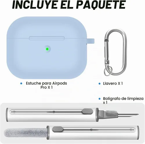 Vista 2 de Funda para AirPods Pro con kit de limpieza, funda de silicona suave para Apple AirPod Pro de 1ª/2ª generación, accesorios de funda AirPods Pro/Pro 2