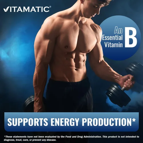 Vista 4 de Vitamatic Vitamina B6 (Piridoxina HCI), 50 mg 250 tabletas vegetarianas - Promueve la producción de energía, aumenta el metabolismo y el apoyo a