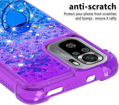 Vista 4 de Funda para Redmi Note 10 4G, funda para Redmi Note 10S, brillante efecto arenas movedizas, carcasa protectora de TPU con cuatro esquinas para Redmi