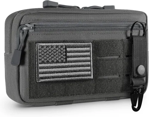 Vista 10 de FRTKK - Funda táctica Molle Admin Pouch Utility de corte láser EDC, bolsa de herramientas, fundas modulares horizontales, incluye parche