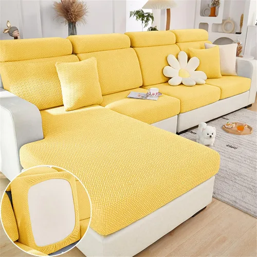 Vista 9 de Fundas de cojín para asiento de sofá, fundas elásticas para cojín para sofá, funda antideslizante de repuesto, protector grueso de muebles con Beige