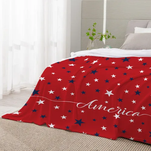 Vista 37 de YeeJu Manta de bandera estadounidense para bebé, patriótica para el 4 de julio, Día de los Caídos, 4 de julio, manta de forro polar para niños
