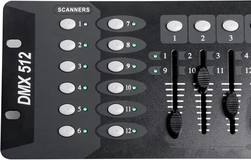 Vista 8 de Controlador DMX para luces dj Dmx512 Controladores de luz Placa DMX de 192 canales con cables 2m / 6.6 ft/6.6 pies Dmx-512 Consola de iluminación