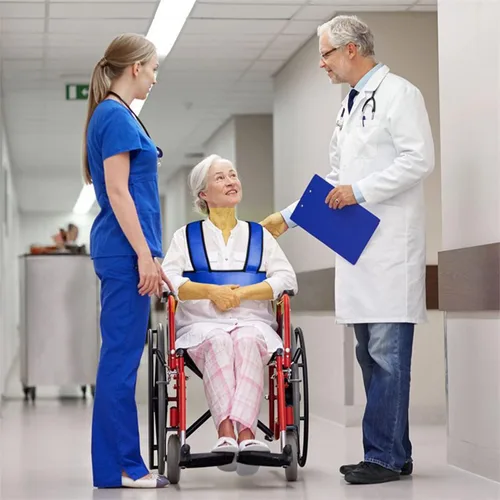 Vista 7 de Cinturón de seguridad para silla de ruedas con correa ajustable para el hombro, cinturón de sujeción médica, restricciones de cama para silla