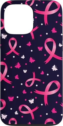 Vista 24 de Funda de soporte para iPhone 17 de mujeres de concientización sobre el cáncer de mama con patrón de cinta rosa