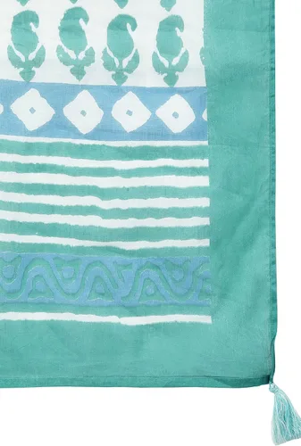 Vista 8 de Janasya Kurta de algodón verde indio con pantalón y dupatta para mujer