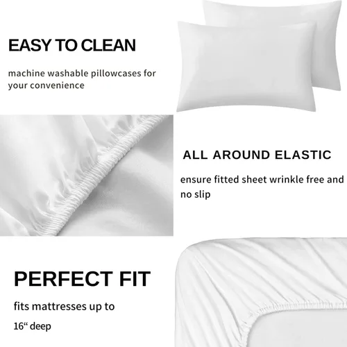 Vista 5 de Bear Sheets - Juego de sábanas de tamaño individual, sábanas de microfibra suave y bolsillo profundo, sábanas y fundas de almohada estampadas sin