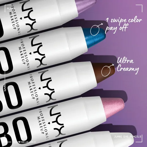 Vista 3 de NYX PROFESSIONAL MAKEUP Lápiz de Ojos Jumbo, Barra de Sombra de Ojos Mezclable y Lápiz Delineador - Black Bean (Negro)