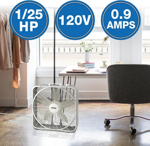 Vista 2 de Air King 9723 Ventilador de caja de 3 velocidades de 20 pulgadas, color blanco