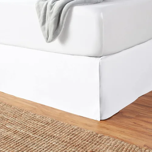 Vista 4 de Amazon Basics Falda de cama plisada ligera, individual, color blanco brillante, sólido