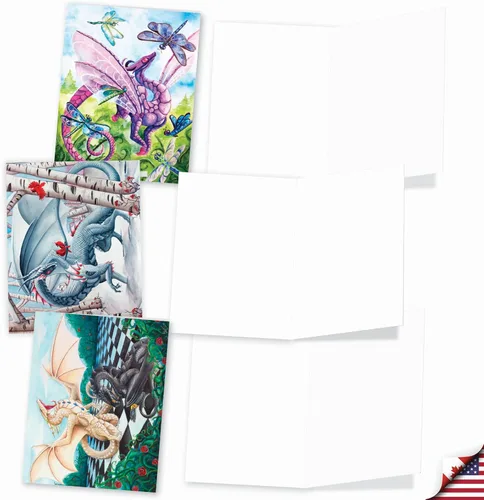 Vista 3 de The Best Card Company - 10 tarjetas de notas en blanco (4 x 5.12 pulgadas) - atractivas tarjetas de fantasía mítica, en caja de saludos surtidos