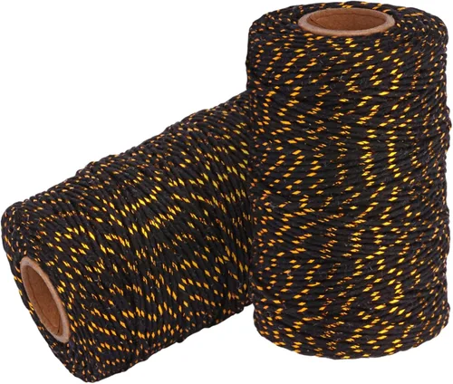 Vista 32 de Cuerda de Hilo de Algodón para Panaderos: 2 Rollos de Cordel para Manualidades Envolver Regalos - 656 Pies de Cordel Negro Blanco para Cocina