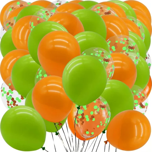 Vista 11 de Globos verdes con globos de confeti, globos de látex de 12 pulgadas, 80 piezas para decoración de bodas, cumpleaños, baby shower, fiestas