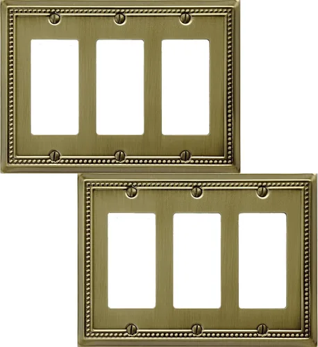 Vista 20 de OKAWYC Belaire - Cubierta para interruptor de luz de decoración individual, placa de pared de metal con cuentas, paquete de 4 unidades de bronce
