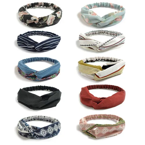Vista 26 de DRESHOW - Paquete de 10 diademas para mujer con diseño entrecruzado vintage, estilo bohemio, trenzadas, elásticas, accesorios para el cabello
