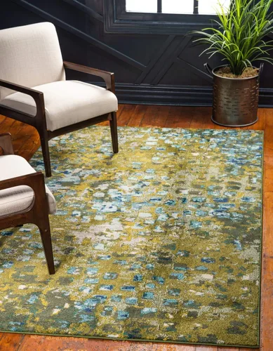 Vista 19 de Unique Loom Jardin Collection - Alfombra moderna, vibrante, abstracta y colorida (rectangular de 2 x 3 pies, multi/azul)