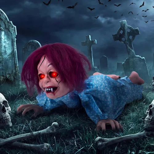 Vista 11 de Tangkula - Mujer animada de Halloween con ojos brillantes, tamaño real