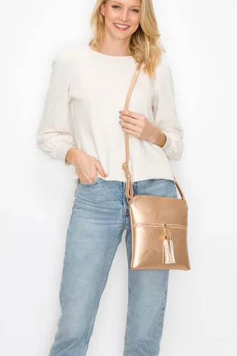 Vista 8 de Solene Bolso Cruzado Ligero para Mujer de Tamaño Mediano con Borla, Bolsos Cruzados de Tamaño Perfecto para Uso Diario, de Viaje