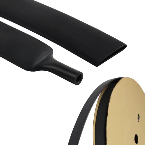 Vista 10 de Tubo termorretráctil negro 3:1 de doble pared con adhesivo marino forrado con pegamento impermeable para cables, protectores de cables, conectores