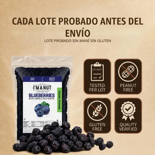Vista 2 de Arándanos secos, 1 libra (16 oz), regordete y masticable, sin maní ni gluten