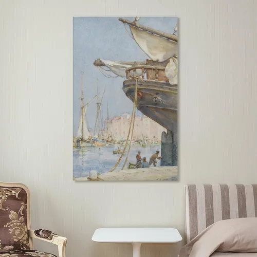 Vista 7 de Painting The Rudder-Henry Scott Tuke Wall Art Poster Scroll Canvas Painting Picture Living Room Decor Home Framed/Unframed 12x18inch(30x45cm)