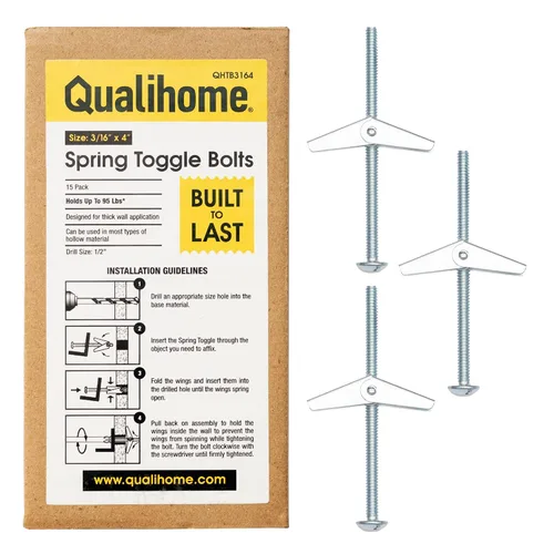 Vista 16 de QUALIHOME Anclajes de perno de resorte – Anclajes de pared resistentes para colgar artículos con paredes huecas y más – Anclaje de pared hueco