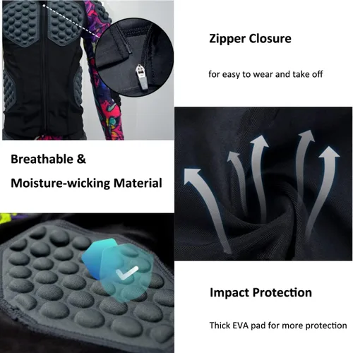 Vista 8 de Topeter Protector de pecho y costilla, camiseta protectora de paintball para niños y jóvenes