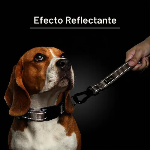 Vista 5 de PLUTUS PET Correa corta para perro, mango acolchado de nailon reflectante, correa de tráfico fuerte con clip de mosquetón, perfecta para perros Beige