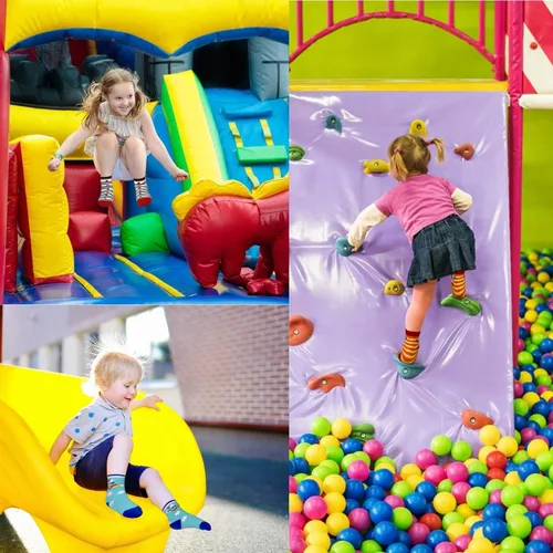 Vista 3 de SkiBeaut Calcetines antideslizantes para niños y niñas de 1 a 7 años, 12 pares de calcetines para niños y niñas