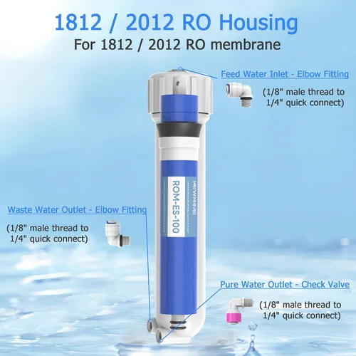 Vista 2 de Filtro de membrana RO de 100 GPD con carcasa, membrana de ósmosis inversa de repuesto, para el hogar, debajo del fregadero, filtro de agua potable