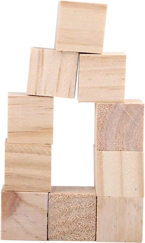 Vista 3 de Natural Wood Cubes, Square Blocks for DIY Crafts Home Decor Kids Toys Smooth SurfaceNonToxic (25mm (10 Pieces))