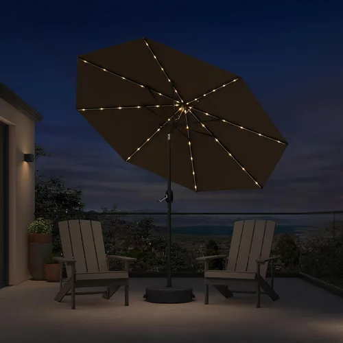 Vista 63 de PURPLE LEAF Sombrilla LED para patio y piscina, 5 x 8 pies, con base para Beige