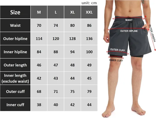 Vista 3 de Lixada Mens Running Shorts Quick Dry Breathable Workout Shorts with Inside Phone PocketZipper Side PocketsWaist Pockets