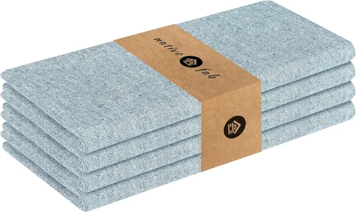 Vista 64 de Native Fab Servilletas de tela azul, paquete de 4, 100% algodón, 17 x 17 pulgadas, resistentes, textura suave, secado rápido, ideales