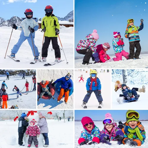 Vista 6 de Yinson Pantalones de nieve para niños, pantalones de esquí y senderismo para niños y niñas, impermeables, resistentes al viento