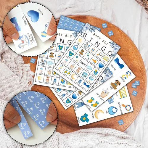 Vista 3 de Juegos de bingo para baby shower, juego de fiesta de revelación de género, tarjetas de juego de baby shower, suministros de regalos de decoración