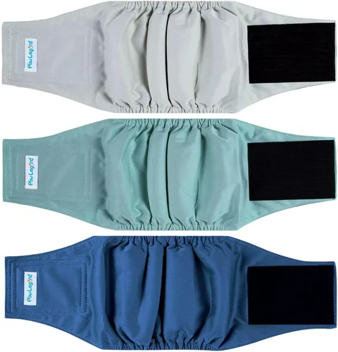 Vista 11 de Paw Legend - Pañales lavables para perro macho (3 unidades), XS, Ejército, Gris, Marina