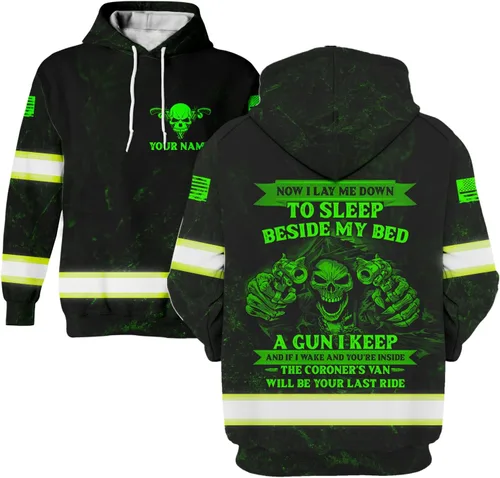 Vista 35 de Maddly Polo de alta visibilidad con diseño de calavera y bandera de Estados Unidos, ropa de trabajo patriótica con nombre personalizado