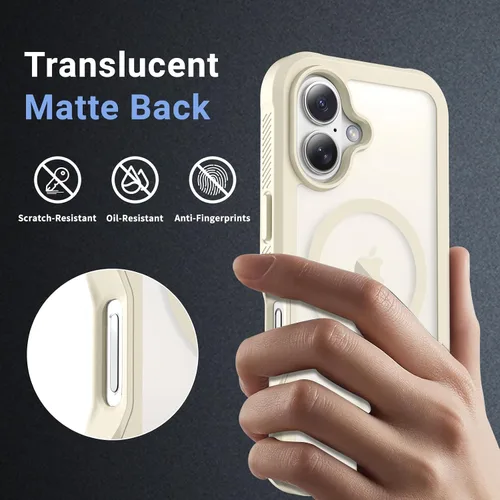Vista 5 de Funda magnética para iPhone 17, protección resistente, color blanco antiguo